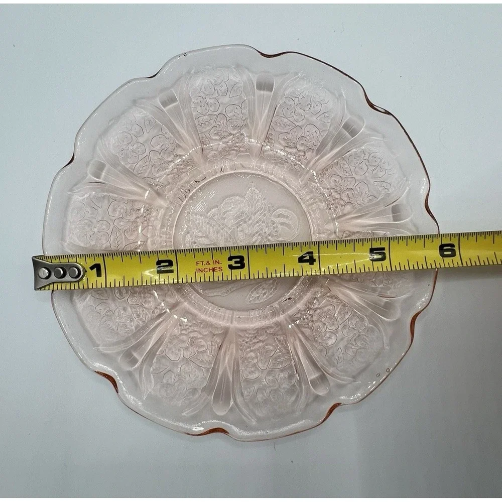 Vintage Jeanette Cherry Blossom Pink Depression Glass Creamer with 2 Saucers